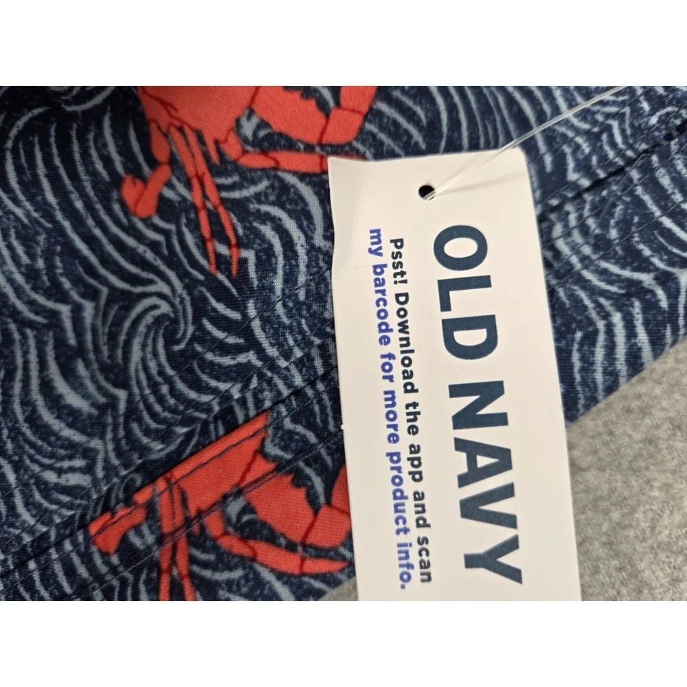 OLD NAVY Swim Trunks XL Red Crabs Nautical Mesh Pockets Elastic Tie Waist NEW